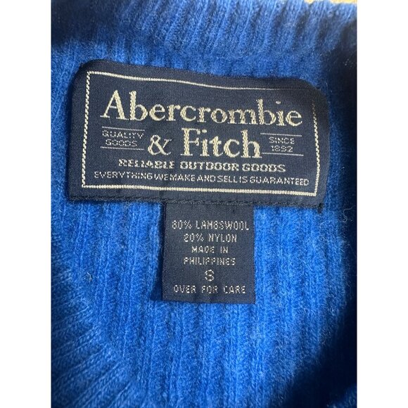 Abercrombie & Fitch Ribbed Blue Sweater Size Small Soft Lambswool Blend - Picture 2 of 3